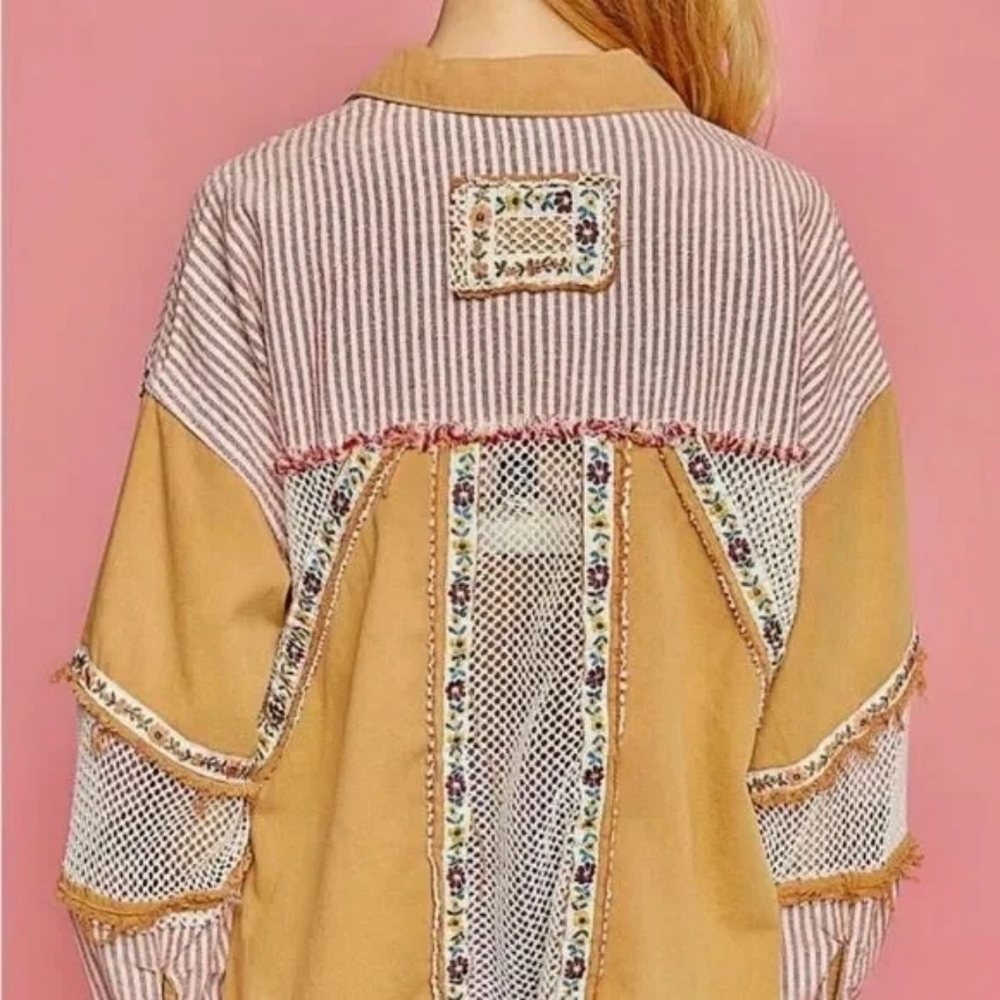 POL Multicolor Patchwork Jacket with Floral Detai… - image 4